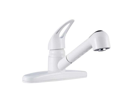 Dura Faucet Non-Metallic Pull-Out RV Kitchen Faucet – White