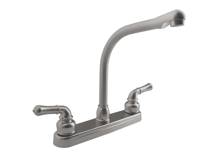 Dura Faucet Classical Hi-Rise RV Kitchen Faucet – Brushed Satin Nickel with Classical Handles