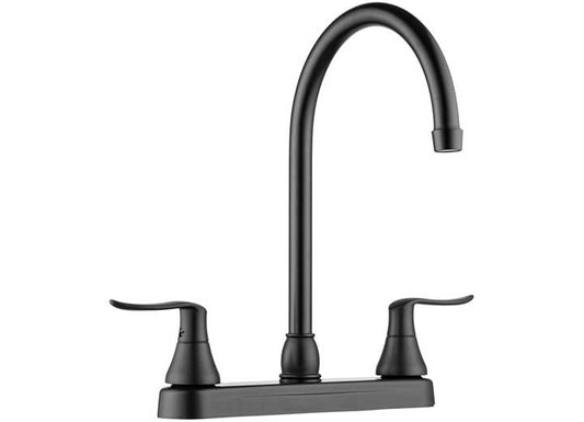 Dura Faucet Elegant J-Spout RV Kitchen Faucet – Matte Black with Elegant Handles