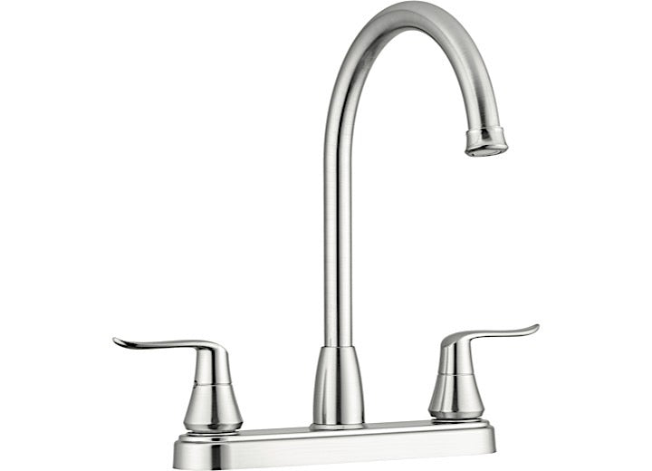 Dura Faucet Elegant J-Spout RV Kitchen Faucet – Brushed Satin Nickel with Elegant Handles