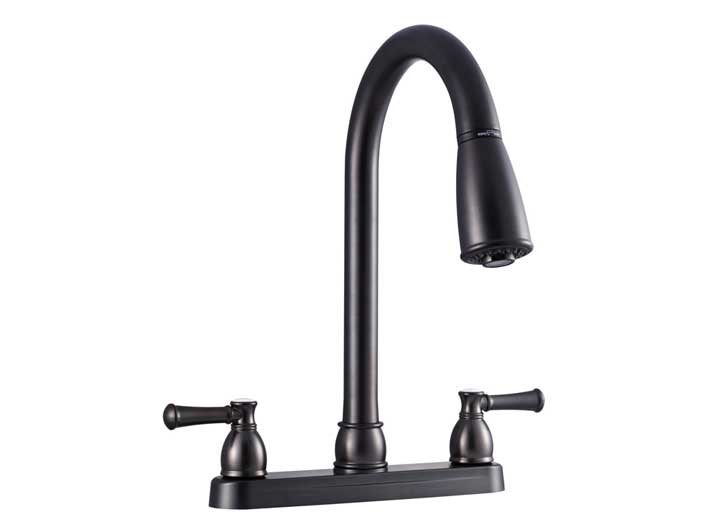 Dura Faucet Non-Metallic Dual Lever Pull-Down RV Kitchen Faucet – Venetian Bronze