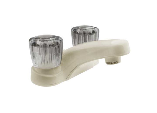 Dura Faucet RV Lavatory Faucet – Bisque Parchment with Smoked Acrylic Knobs