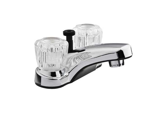 Dura Faucet RV Lavatory Faucet with Diverter – Chrome Polished with Crystal Acrylic Knobs