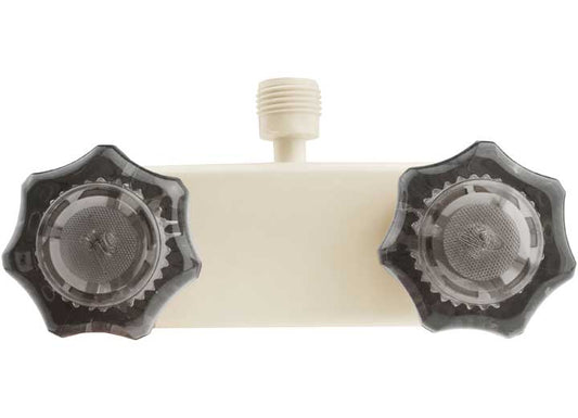 Dura Faucet RV Shower Faucet – Bisque Parchment with Smoked Acrylic Knobs