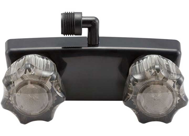 Dura Faucet RV Shower Faucet for Exterior Shower Boxes – Black with Smoked Acrylic Knobs