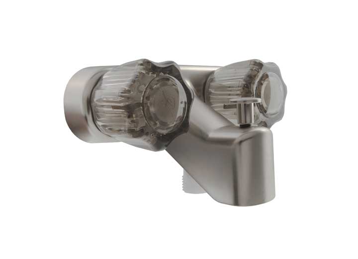 Dura Faucet RV Tub & Shower Diverter Faucet – Brushed Satin Nickel with Smoked Acrylic Knobs
