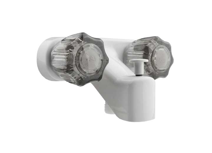 Dura Faucet RV Tub & Shower Diverter Faucet – White with Smoked Acrylic Knobs