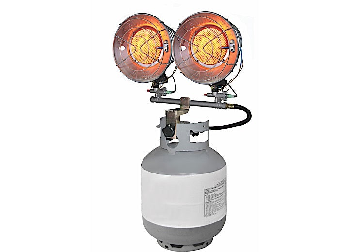 GHP Group Dyna-Glo Dual Burner Portable Radiant Propane Tank Top Heater – 9,000-30,000 BTU