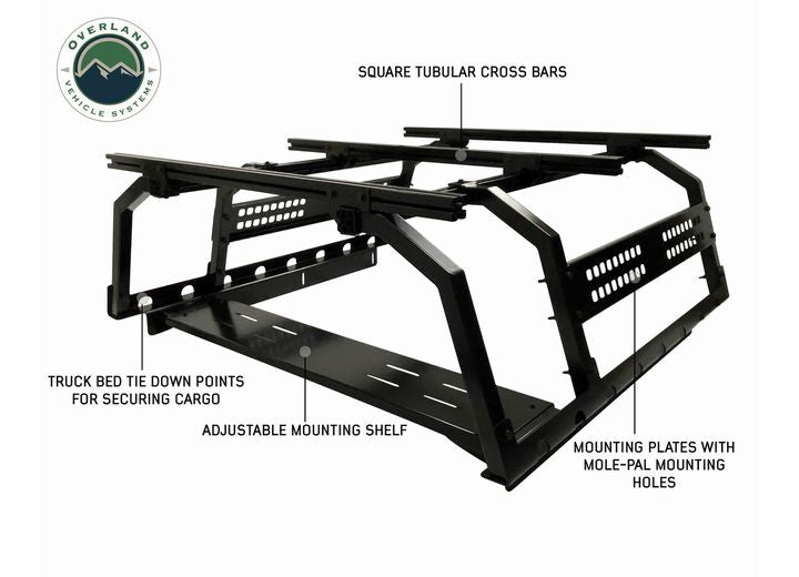 Overland Vehicle Systems / Up Down Air DISCOVERY RACK W/SIDE CARGO PLATES, W/FRT CARGO TRAY SYSTEM KIT MID SIZE TRUCK S