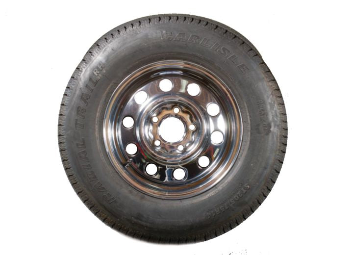 Demco ST205/75R 14 CARLISLE TIRE MNT ON 115 RIM, NICKLE CHROME