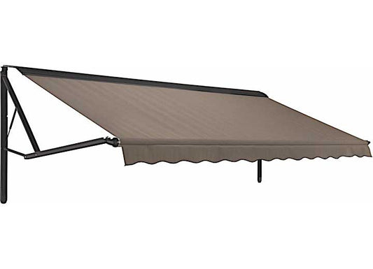 Dometic USA WEATHER PRO 5-SLAT 16'L X 8'EXT. SANDSTONE FADE VINYL MANUAL PATIO AWNING W/BLACK METAL COVER