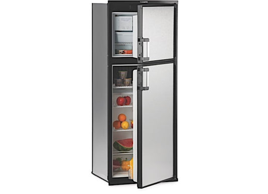 Dometic USA AMERICANA PLUS 2-WAY DBL DOOR REFRIGERATOR REFER W/THERMOSTAT CONTROL, BLACK METAL FRAME, 8 CU FT