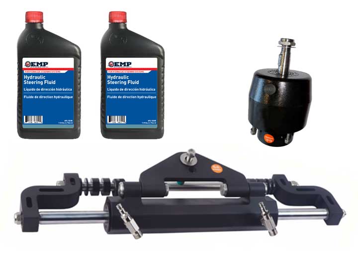 Engineered Marine Products 350HP HYDRAULIC STEERING KIT W/FRONT MOUNT HELM,CYLINDER AND 2QT OIL