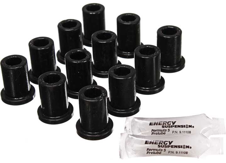 Energy Suspension FRONT/REAR LEAF SPRING BUSHING SET W/COMPLETE SHACKLE SET-BLK,PERFORMANCE POLYURETHANE