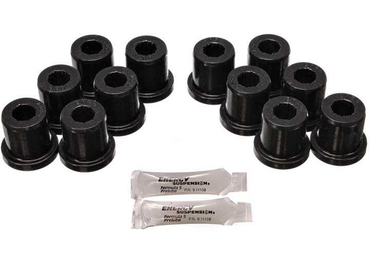 Energy Suspension FRONT/REAR LEAF SPRING BUSHING SET W/COMPLETE SHACKLE SET-BLK,PERFORMANCE POLYURETHANE