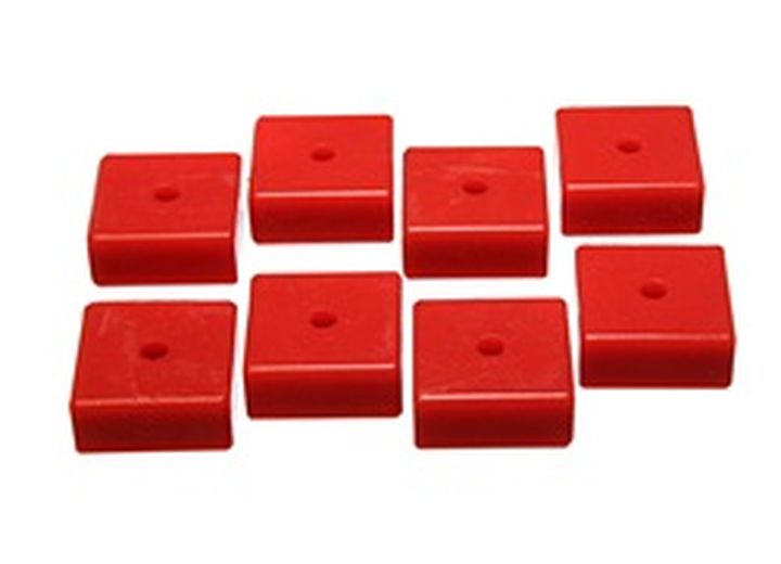 Energy Suspension UNIVERSAL BODY PUSHING PAD SET-RED,PERFORMANCE POLYURETHANE,2 1/16IN SQ X 3/8IN ID X 15/16IN H