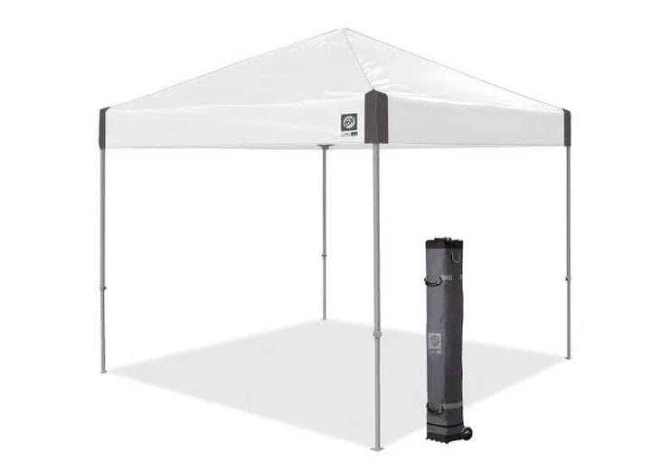 E-Z UP Ambassador 10' x 10' Shelter – White Slate Top / Cool Gray Steel Frame