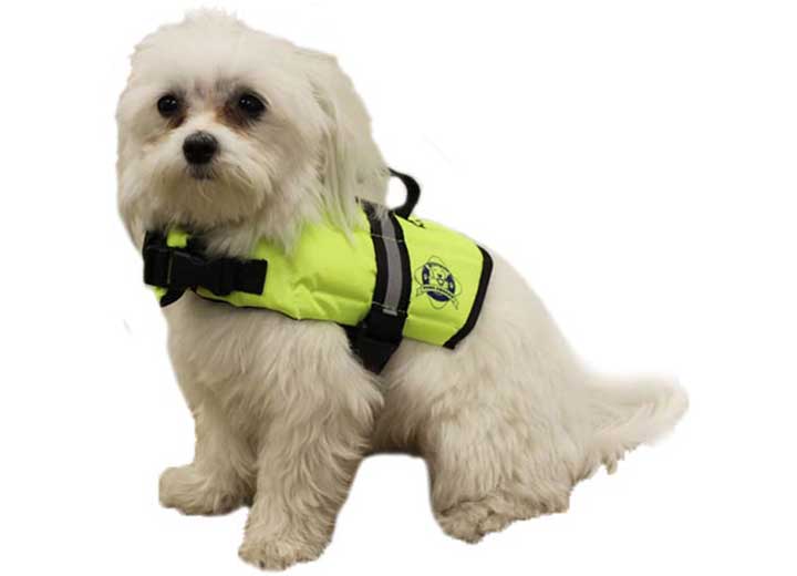 Fido Pet Products Paws Aboard Dog Life Jacket, Neon Yellow, XXS