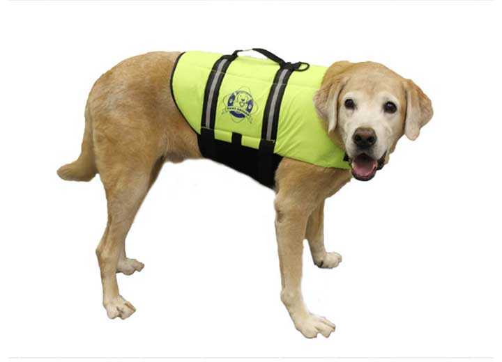 Fido Pet Products Paws Aboard Dog Life Jacket, Neon Yellow, Large