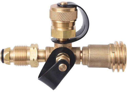 Flame King 4 PORT BRASS TEE PROPANE ADAPTER