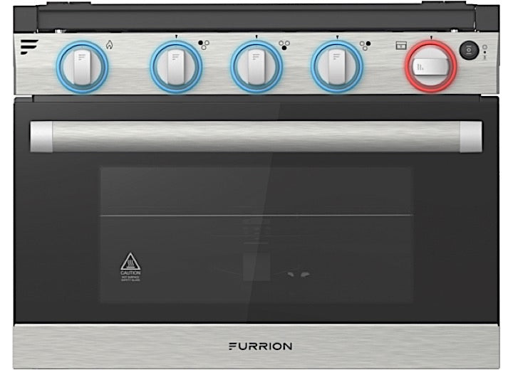Lippert 17IN RV 3-BURNER GAS RANGE W/GLASS DOOR, 2-COLOR LED KNOB, STAINLESS STEEL