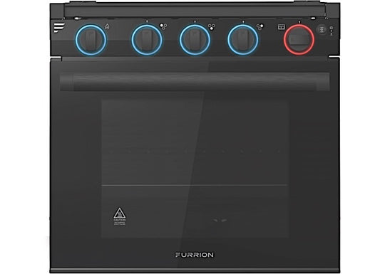 Lippert 21IN RV 3-BURNER GAS RANGE W/GLASS DOOR, 2-COLOR LED KNOB, BLACK