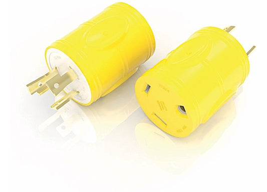 Lippert RV ADAPTER, 30A RV CONN TT-30R (F) 30A PLUG L5-30P (M), YELLOW