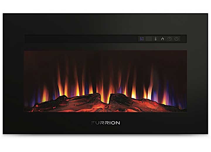 Lippert 30IN FLAT BUILD-IN FIREPLACE W/WOOD FLAME, 1500W BLK