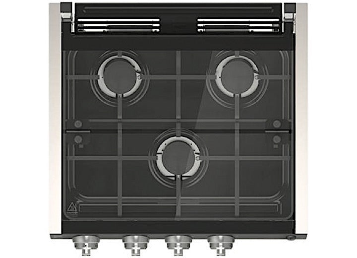 Lippert RANGE COOKTOP, MATCH W/17IN & 21IN RANGE OVEN, BLK W/LED KNOBS (PAINTED SLVR) + WIRED GRILL + GLASS