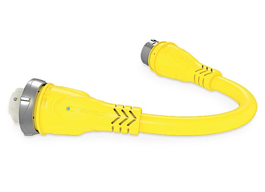 Lippert MARINE PIGTAIL, 50A 125/250V CONN SS-2R (F) - 50A 125V PLUG SS-1P (M), YELLOW