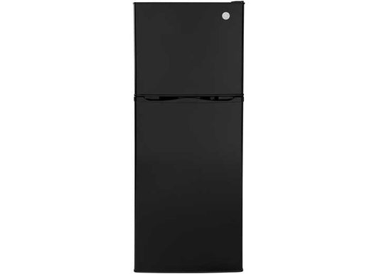 GE Appliances 10.0 CU FT 12V DC BOTTOM FREEZER REFRIGERATOR, GLASS DOOR BLACK