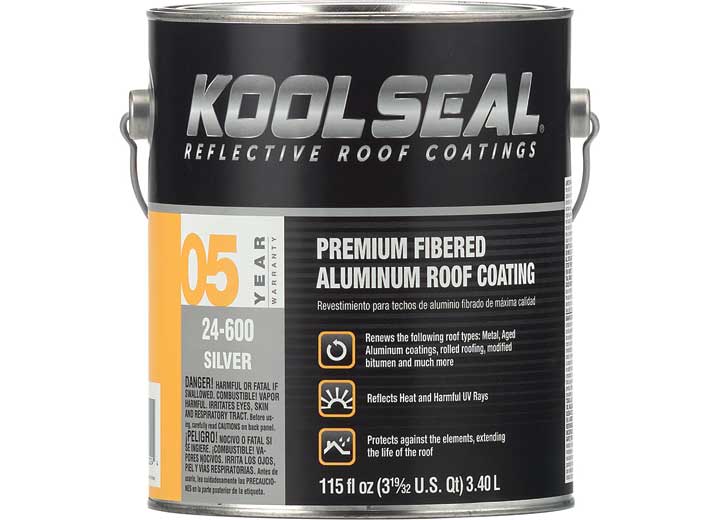 Geocel Kool Seal Premium Fibered Aluminum Roof Coating, 1 Gallon - Silver