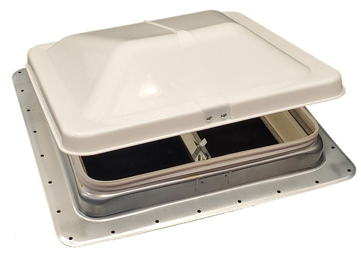 Heng's UNIVERSAL VENT 14IN 12V EASY CHANGE SMK LID, GALV COLLAR, WHT SCREEN FRAME, 90091 GARNISH, PLAIN BOX