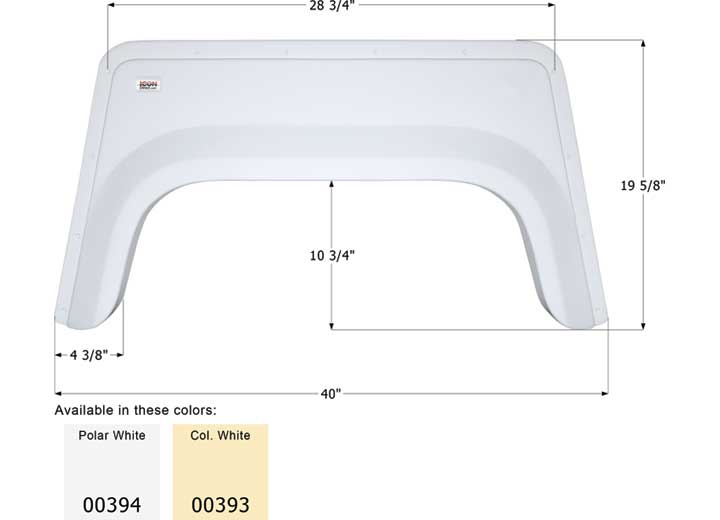 Icon Technologies Limited RV FENDER SKIRT, SINGLE, ICON, FS320, COLONIAL WHITE