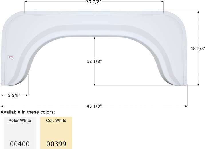 Icon Technologies Limited RV FENDER SKIRT, SINGLE, ICON, FS350, POLAR WHITE
