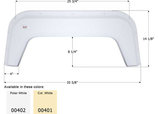 Icon Technologies Limited RV FENDER SKIRT, SINGLE, ICON, FS370, POLAR WHITE
