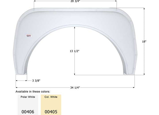 Icon Technologies Limited RV FENDER SKIRT, SINGLE, ICON, FS380, COLONIAL WHITE