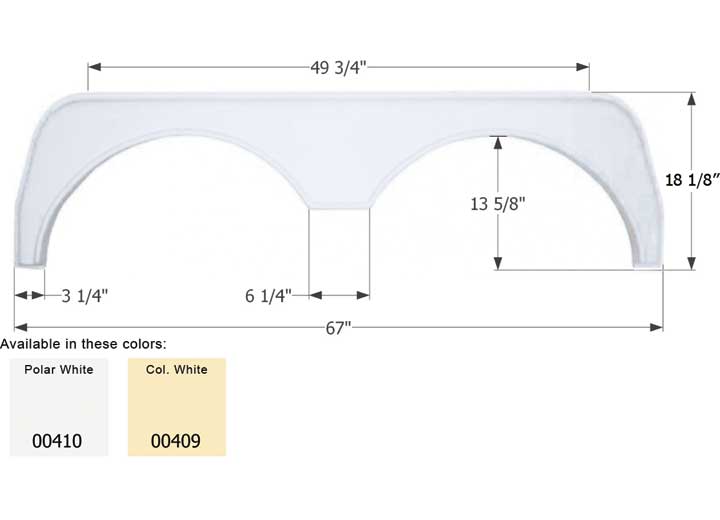 Icon Technologies Limited RV FENDER SKIRT, TANDEM, ICON, FS500, POLAR WHITE