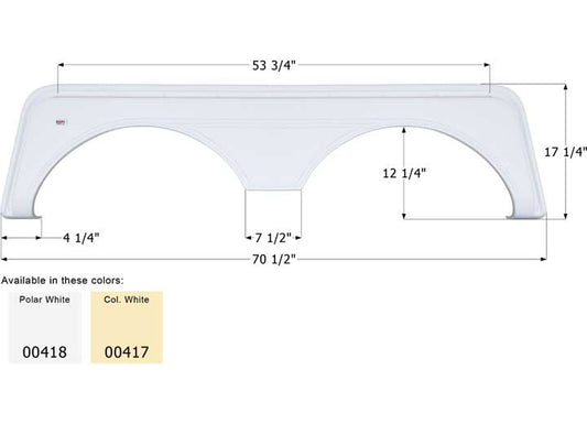 Icon Technologies Limited RV FENDER SKIRT, TANDEM, ICON, FS669, COLONIAL WHITE