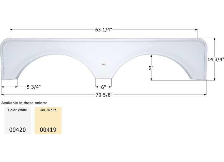 Icon Technologies Limited RV FENDER SKIRT, TANDEM, ICON, FS671, POLAR WHITE