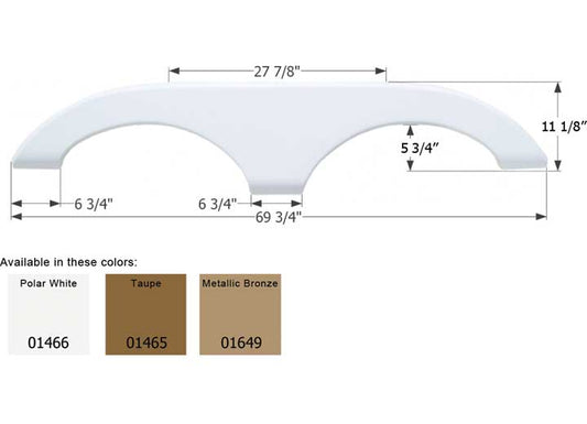 Icon Technologies Limited RV Icon Replacement Tandem Axle Fender Skirt for Keystone RVs - 69-3/4" x 11-1/8", Polar White