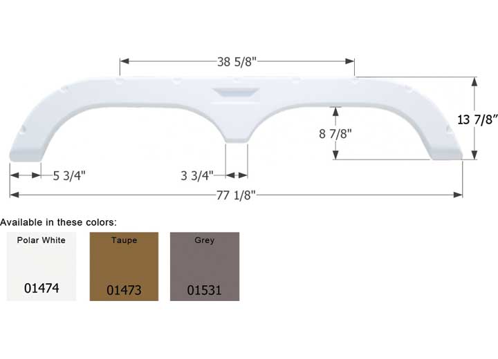 Icon Technologies Limited RV Icon Replacement Tandem Axle Fender Skirt for Fleetwood RVs - 77-1/8" x 13-7/8", Polar White