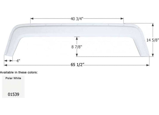Icon Technologies Limited RV Icon Replacement Tandem Axle Fender Skirt for Fleetwood RVs - 65-1/2" x 14-5/8", Polar White