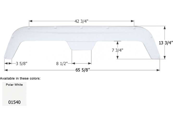 Icon Technologies Limited RV Icon Replacement Tandem Axle Fender Skirt for Fleetwood RVs - 65-5/8" x 13-3/4", Polar  White