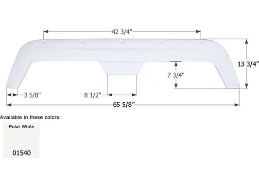 Icon Technologies Limited RV Icon Replacement Tandem Axle Fender Skirt for Fleetwood RVs - 65-5/8" x 13-3/4", Polar  White