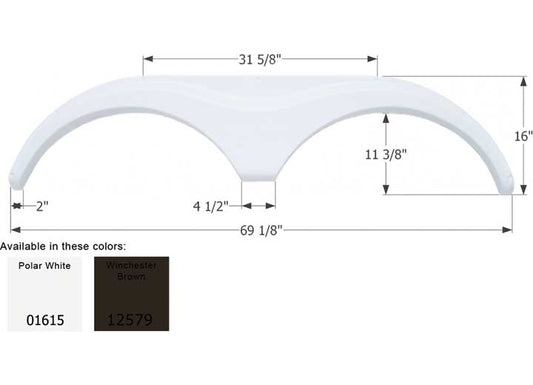 Icon Technologies Limited RV Icon Replacement Tandem Axle Fender Skirt for Heartland RVs - Polar White