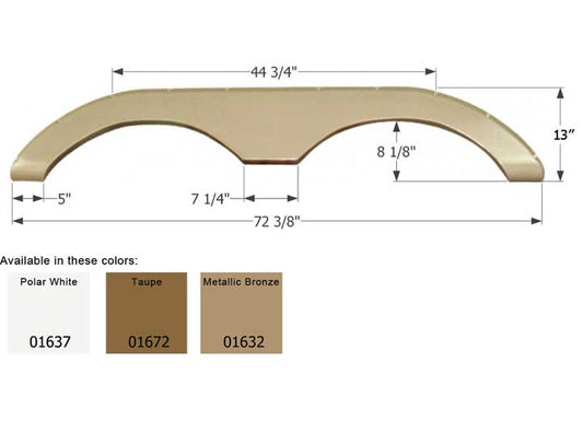 Icon Technologies Limited RV Icon Replacement Tandem Axle Fender Skirt for Keystone RVs - 72-3/8" x 13", Polar White