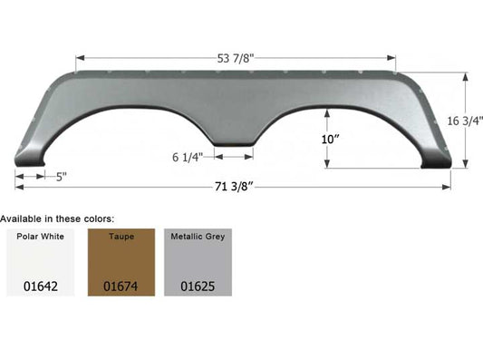 Icon Technologies Limited RV Icon Replacement Tandem Axle Fender Skirt for Jayco RVs - 71-3/8" x 16-3/4", Polar White