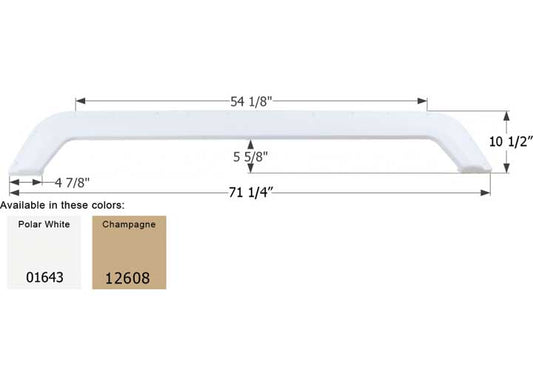 Icon Technologies Limited RV Icon Replacement Tandem Axle Fender Skirt for Thor RVs - 71-1/4" x 10-1/2", Polar White