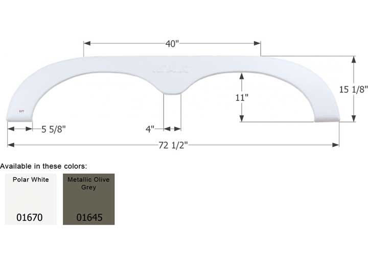 Icon Technologies Limited RV FENDER SKIRT, TANDEM, R-VISION, FS781, METALLIC OLIVE GREY